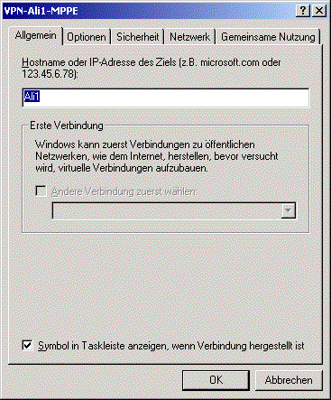 pptp-Verbindungsaufbau